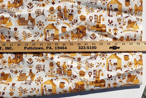 Vintage Fabric Cotton Fabric Country Farm Amish Folkart 34 in x 34 in. - Picture 4 of 5