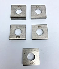 Lot Of 5, Beveled Square Washers 304 Stainless Steel