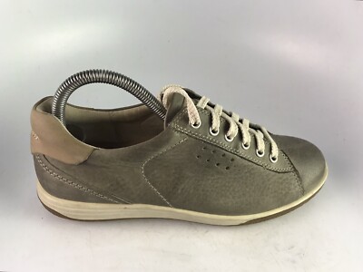 Ecco Taupe/ Gray Leather Women's Lace Up Sneaker Casual Sz 37 6/6.5 US