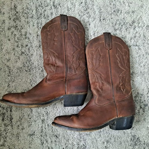 BOTAS VAQUERAS SHEPLER DE CUERO COMPLETO MARRÓN ORNAMENTADO PARA HOMBRE TALLA 8.5D ¡HECHAS EN EE. UU. BONITAS! - Imagen 8 de 16