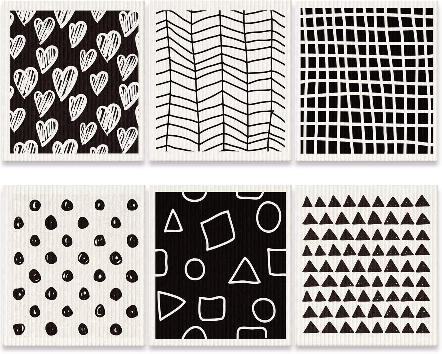 6-Pack Swedish Kitchen Dish Towels - Reusable Cleaning Cloths & Sponges