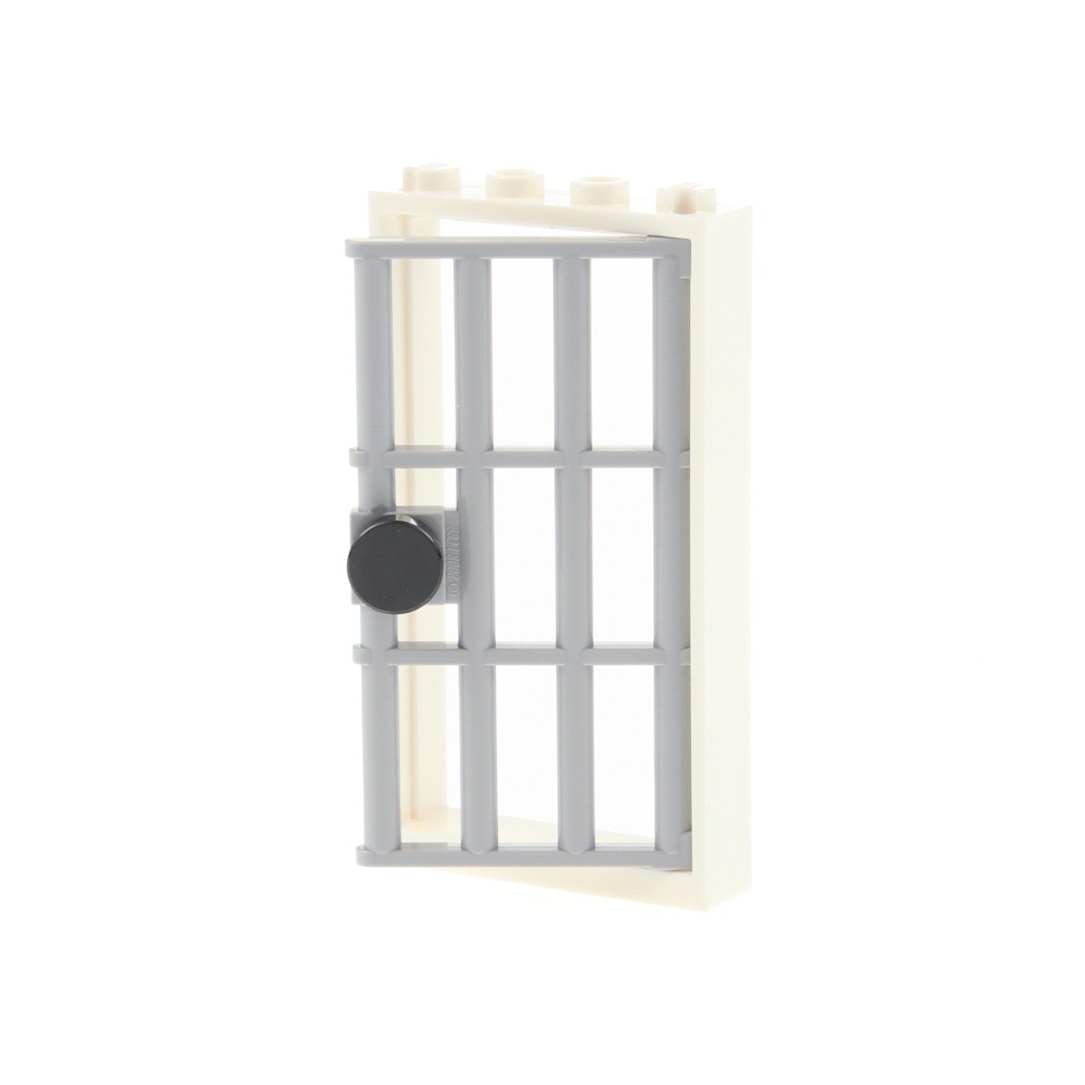 1x lego Door Frame 1x4x6 White Door Grid Light Grey Handle Knob 60621 60596