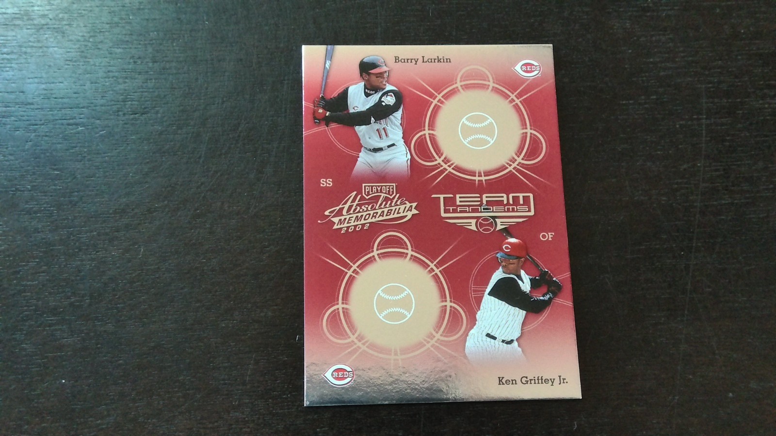 2002 Playoff Team Tandems Red # TT-9 Barry Larkin Ken Griffey Jr Reds (B62)