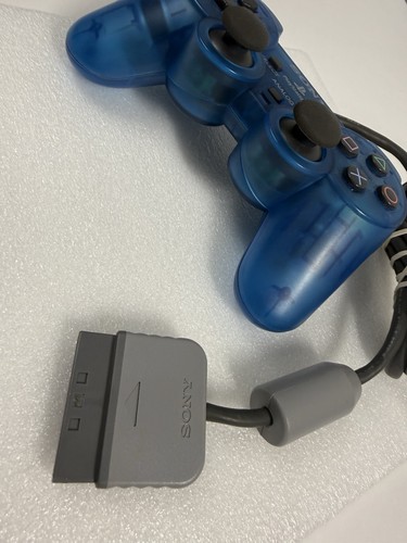 Sony Playstation PS1 Controller OEM SCPH-1200 CLEAN Clear Blue Dual Shock TESTED - Picture 11 of 13