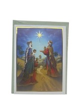 Nativity Christmas Greeting Card With Three Wise Men Gold Foil Design