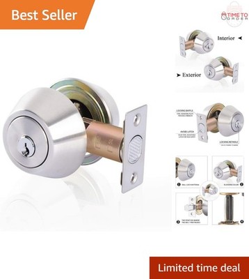 Double Keyed Deadbolt Lock Satin Stainless Steel Security Privacy Passage