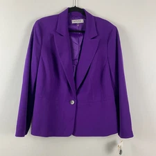 Kasper Blazer Jacket Size 16W Career Long Sleeves Purple One-Button