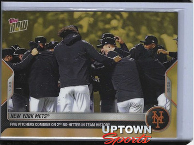 NEW YORK METS  2022 MLB TOPPS NOW Card ODB-3 - FIVE PITCHERS NO HITTER GOLD CARD