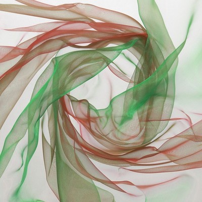 2 Yards x 59'' Iridescent Sheer Organza Fabric, Gradient Green Red