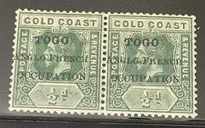 Gold Coast Togo Anglo French Occupation 1/2 d MNH attached pair