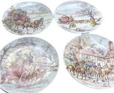 4 x Poole England Keramik kleiner Sammelteller, Kutsche & Pferde Geschenk Geschenke