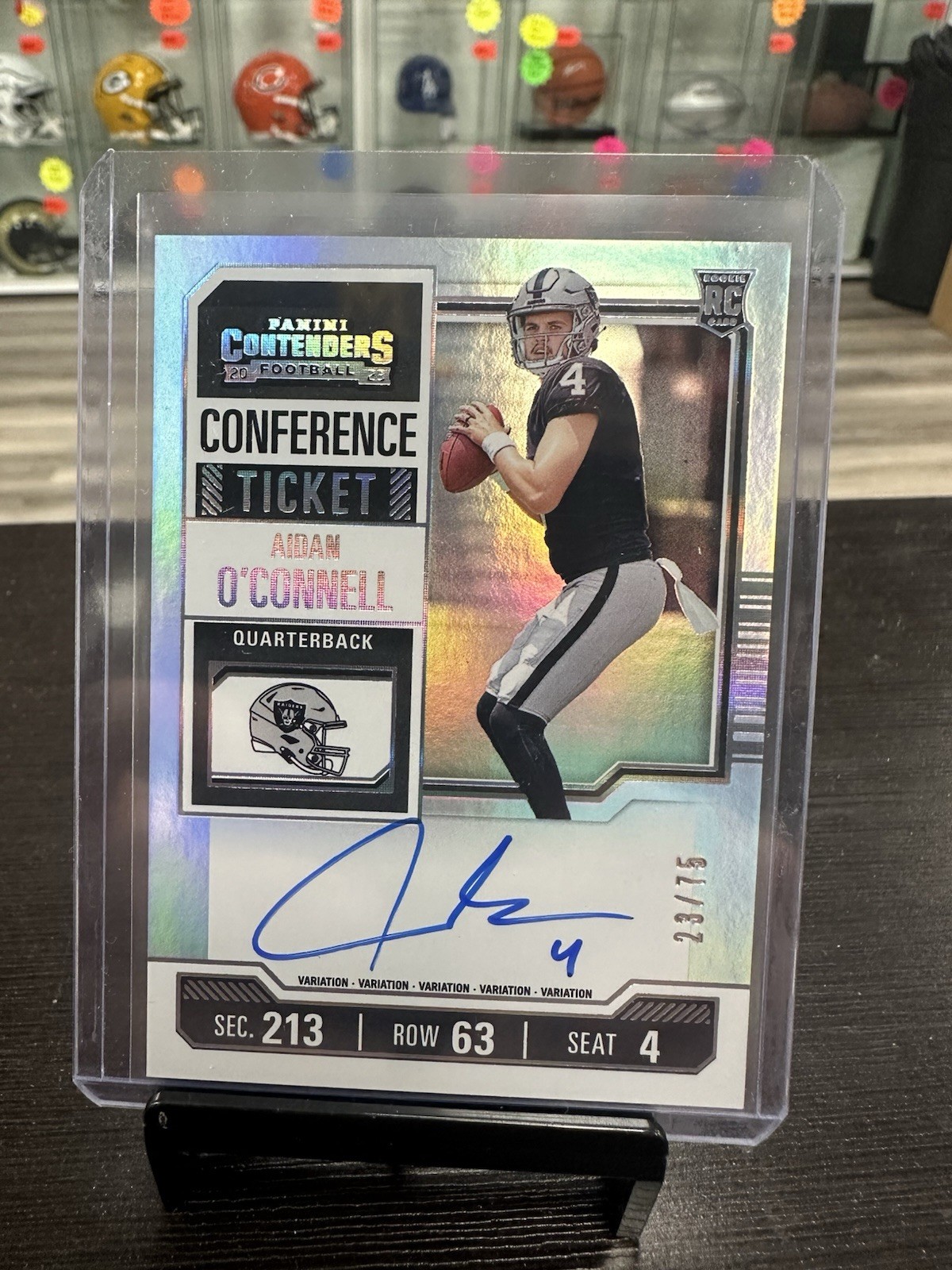 2023 Panini Contenders Football Aidan O’Connell Conference Ticket RC Auto /75