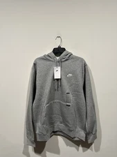 Nike Men Sportswear Club Fleece Pull-Over Hoodie Grey Size Large NWT