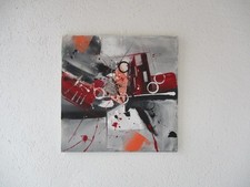 Acryl Bild Rot in Grau 40/40 handgemalt, Unikat