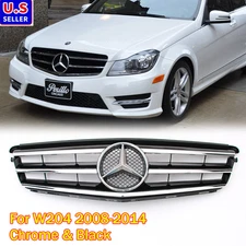 Front Bumper Grill Grille W/Emblem For Mercedes Benz W204 2008-14 C250 C300 C350