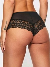 Ann Summers Sexy Lace New Crotchless Cheeky Shorts Size 10  Black. 