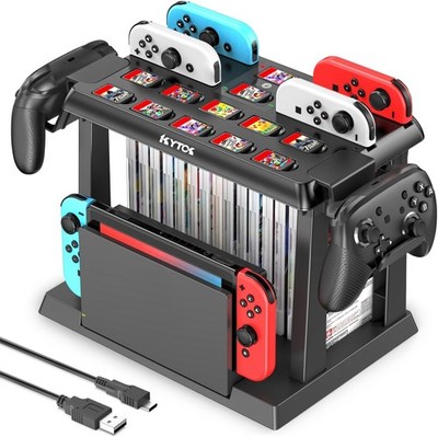 Kytok Switch Aufbewahrung mit 28 Spielkarten 2 Pro-Controllern TV-Dock
