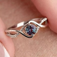 2.50 Ct Round Alexandrite Engagement Ring Anniversary 14K Solid White Gold