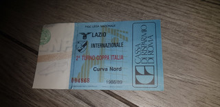 LAZIO VS INTER CHAMPIONSHIP 1988/89 RARE USED TICKET STADIUM TICKET