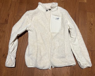 New Balance Sherpa Fleece Full Zip Jacket Cream Women's Medium