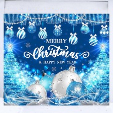 Blue Garage Door Christmas Cover Decorations: Xmas Balls Banner 7x8ft, Merry ...