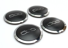 4X F&uuml;r Fiat 500 C L Nabendeckel Raddeckel Felgendeckel schwarz Silber 51884863