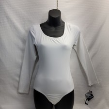 NWT Body Wrappers ProWEAR White Women's M Long Sleeve Ballet Cut Leotard BWP226