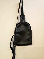 Black Mini Purse Crossbody Bag Shoulder Chest Faux Leather