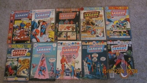 LOT OF 10 DIFFERENT VINTAGE BRONZE AGE DC COMICS JUSTICE LEAGUE OF AMERICA