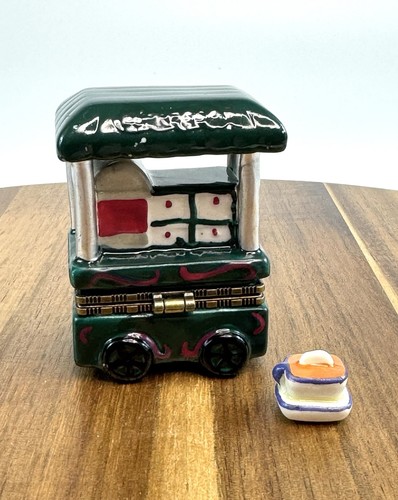 Porcelain Hinged Trinket Box Espresso Coffee Cart - Picture 3 of 8