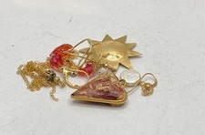 Gold gefüllt Schrott Schmuck Konvolut Sonne & Herz Anhänger Ohrringe Kette 8,13 g