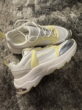 DKNY Chunky Athletic Sneakers White Yellow Silver Mesh Synthetic Rubber Outsole