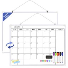 Monthly Whiteboard Calendar for Wall, 24" x 18" Dry Erase Board with Plastic ...