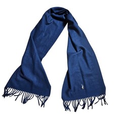 Polo Ralph Lauren 100 Wool Scarf Embroidered Pony Logo Italy Quiet Luxury
