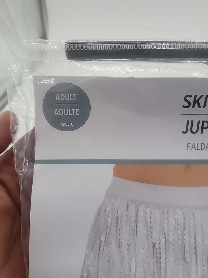 Nuevo en Paquete ~ Falda de Lentejuelas Blanca ~ Fiesta. Festival, Disfraz, Concierto, Aleta, Vestir Foto 3 de 4