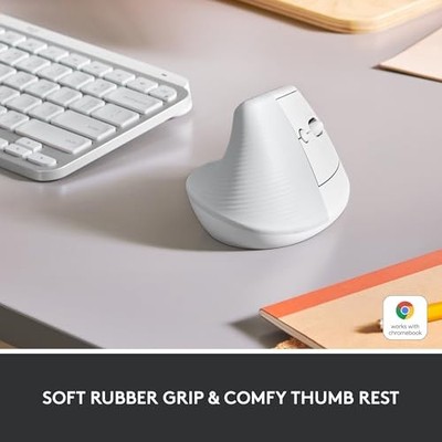 OFF WHITE - LOGITECH LIFT VERTICAL ERGONOMIC MOUSE, WIRELESS, BLUETOOTH