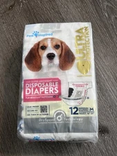 Paw Inspired Dog Diapers M Medium Disposable for Female Dog in Heat Period 12ct