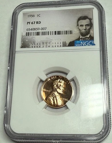 1956 superb gem red PROOF Lincoln wheat cent. NGC PF67 RD. #q007