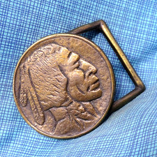 Western Indian Head Dress Belt Buckle Sportsman Cowboy Iconic 70s Vtg FW .BLT447