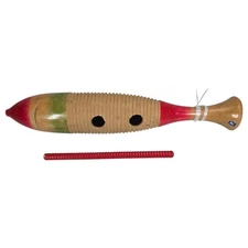 Wooden Guiro Latin Percussion Instrument Scraper Stick Hand Painted Craft