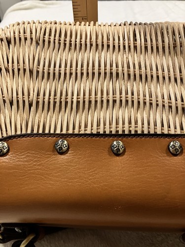 Patricia Nash Colimena Satchel Spring Wicker Handbag Purse Crossbody W/Dust Bag - Picture 12 of 13