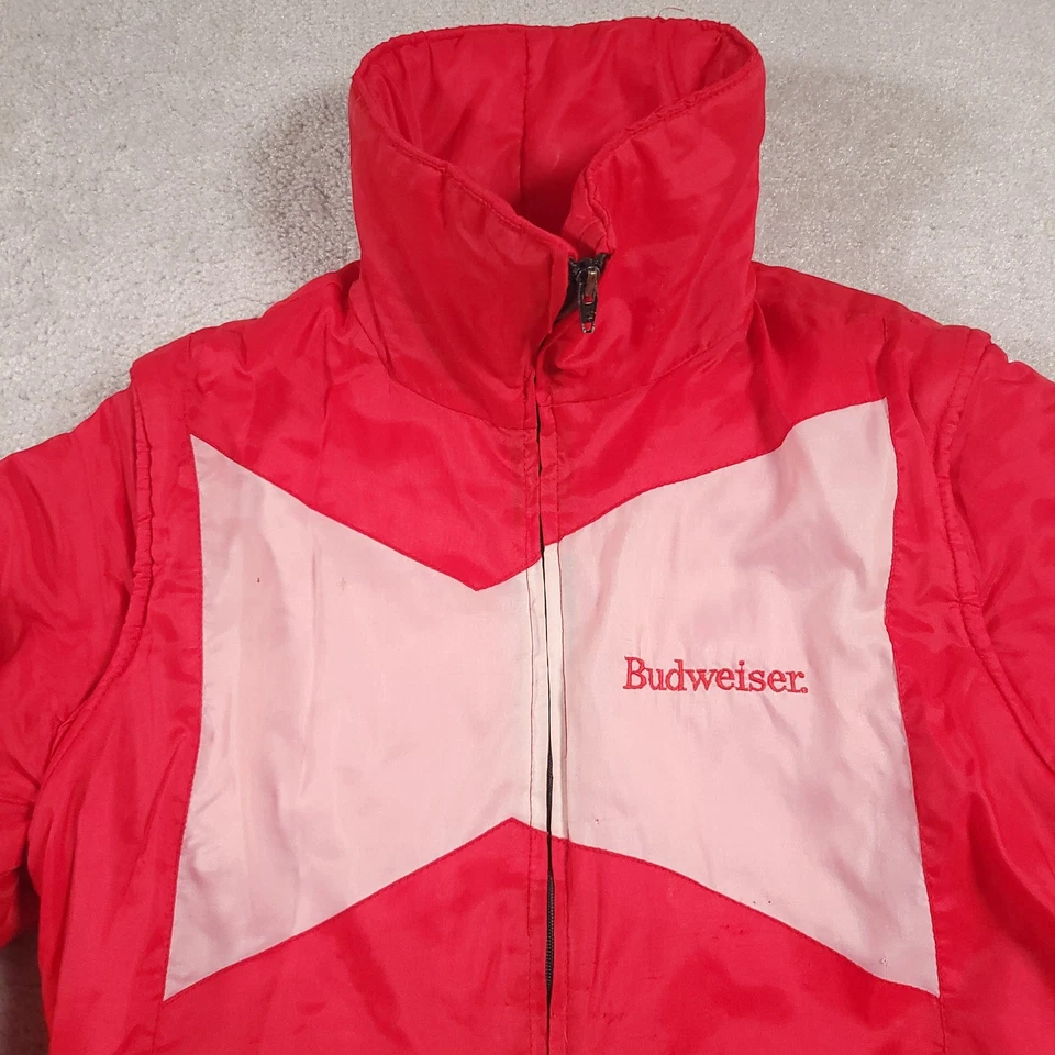 Vtg Budweiser Jacket Vest Mens Medium Puffer Anheuser-Busch A Eagle 90's USA - Image 2 of 4