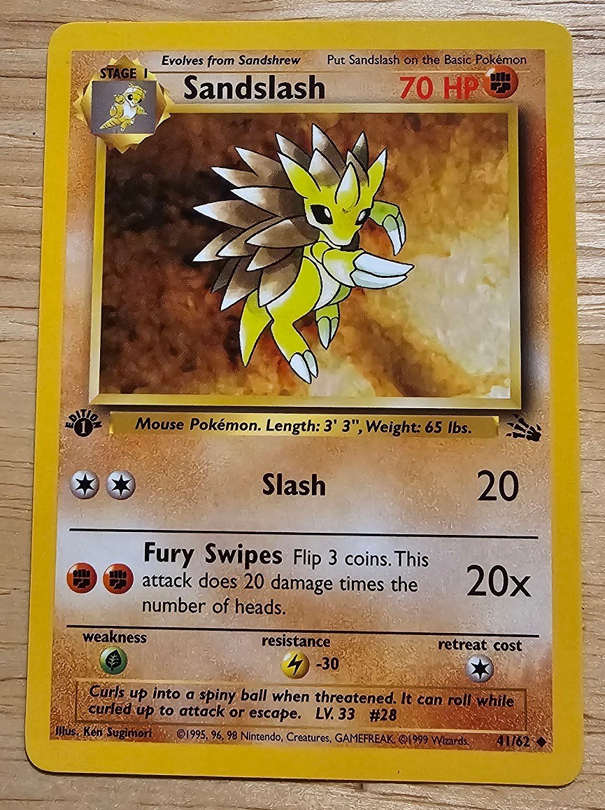 Sandslash 41/62 Fossil Uncommon 1st Edition Vintage - NM