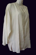 Donna Karan New York Size Small All Linen Minimalist Tunic Top Mandarin Collar