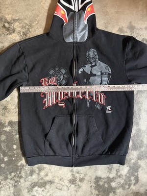 激レア!! ミステリオ マスク フード パーカー XL WWE タトゥー Vintage Rey Mysterio Hoodie Mens Size XXL Zip Mask Black WWE Y2K