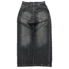 Vintage Y2K Southpole Red Tab Jeans Black Baggy Fit Wide Leg Mens 36x34 Hip Hop