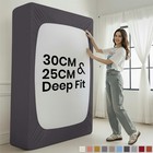 Dual Depth Microfiber Full Fitted Sheet Single Double Super King Size Bed Sheets