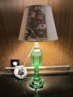 1920’s WESTMORELAND GREEN DEPRESSION GLASS WHALE OIL LAMP CONVERTED TO ELECTRIC — photo 1