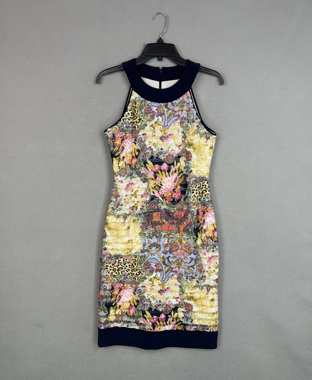 Joseph Ribkoff Dress Womens 8 Colorful Floral Halter Sheath Party Cocktail Fem