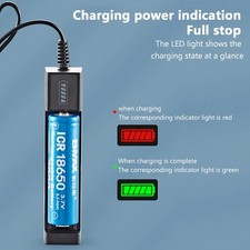 One-slot USB Li-ion Battery Charger for 3.7V Cells   supports 16340, 14500, 1865